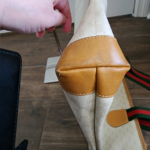 Gucci GG Plus Canvas Web Tote Bag with Leather Trim - Picture 6 of 12